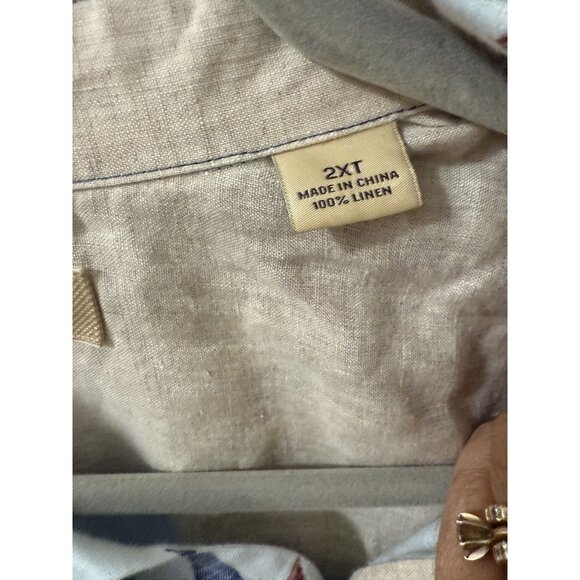 Tommy Bahama Light Blue Hawaiian Shirt Pineapples 100% Linen 2XT button up camp - Picture 9 of 9